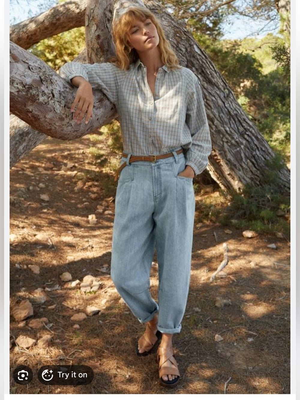 NWT Poetry Barrel Leg Denim Trouser in Light Wash Hemp Organic Cotton US 8